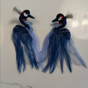 Mignonne Gavigan Blue Crane Earrings swan